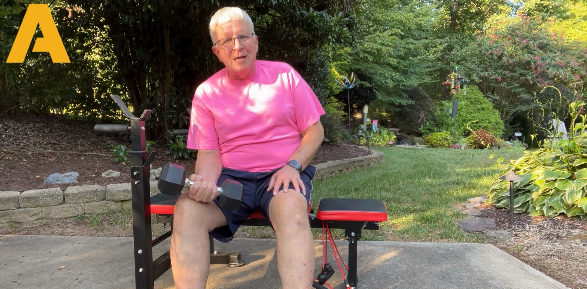 Load video: Male client from san francisco, united states, shares how he is grateful for a-class fitness services, and how the online personal training company saved him because he lives far away from any gym, but he has a home gym at home and can do video call live sesisons.